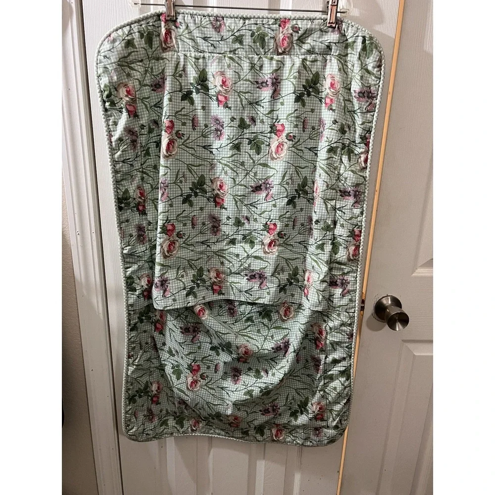 Vintage Laura Ashley King‎ Size Shams Set Of 2 Green Gingham Floral